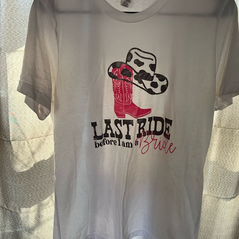 Hanes White Tee with Pink Graphic